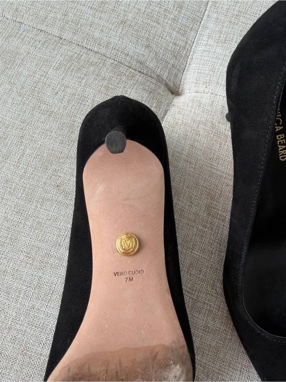 Veronica Beard Black Suede Pointed Pumps - Picture 4 of 6